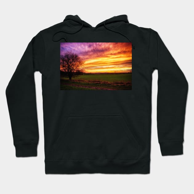 Rural Sunset Burst Hoodie by InspiraImage